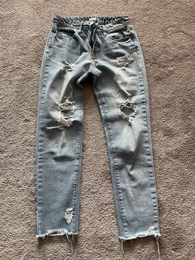 Dex Distressed Light Blue Cropped Jeans